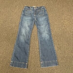 CAbi Blue Flare & Wide Leg Patch Pocket Jeans Size 4